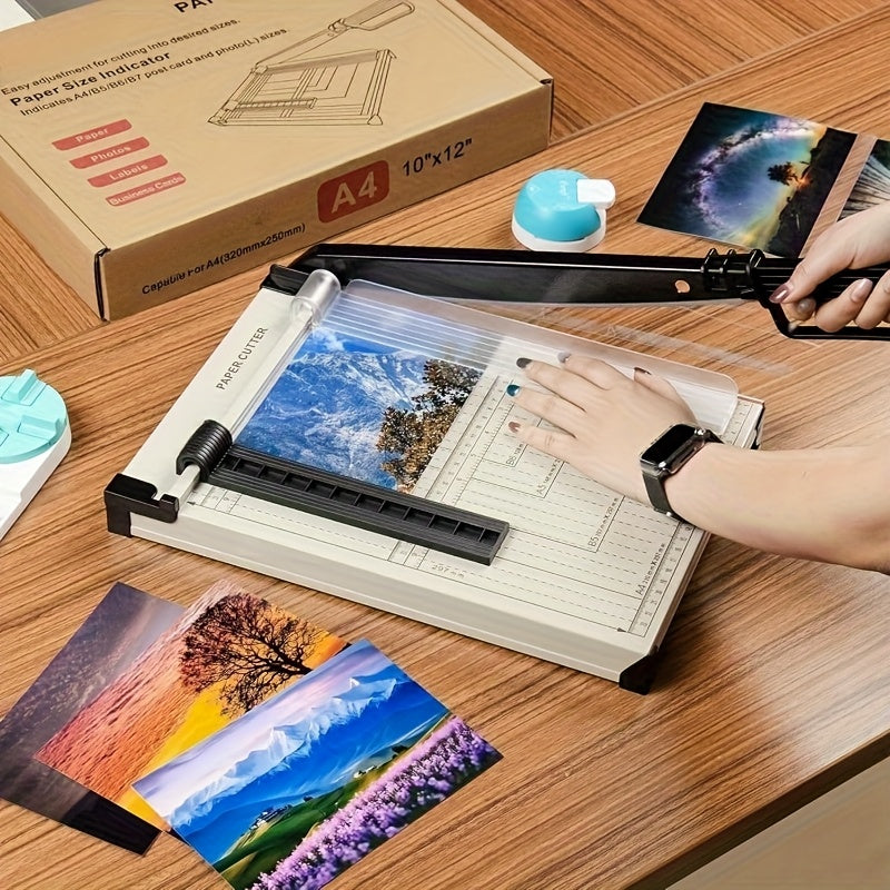 12 Inch Heavy-Duty Guillotine Paper Cutter Trimmer Safety Guard Corner Rounder Laser Grid Non-Slip Base White Photos Cardstock Scrapbook Office Craft Cutting Tool