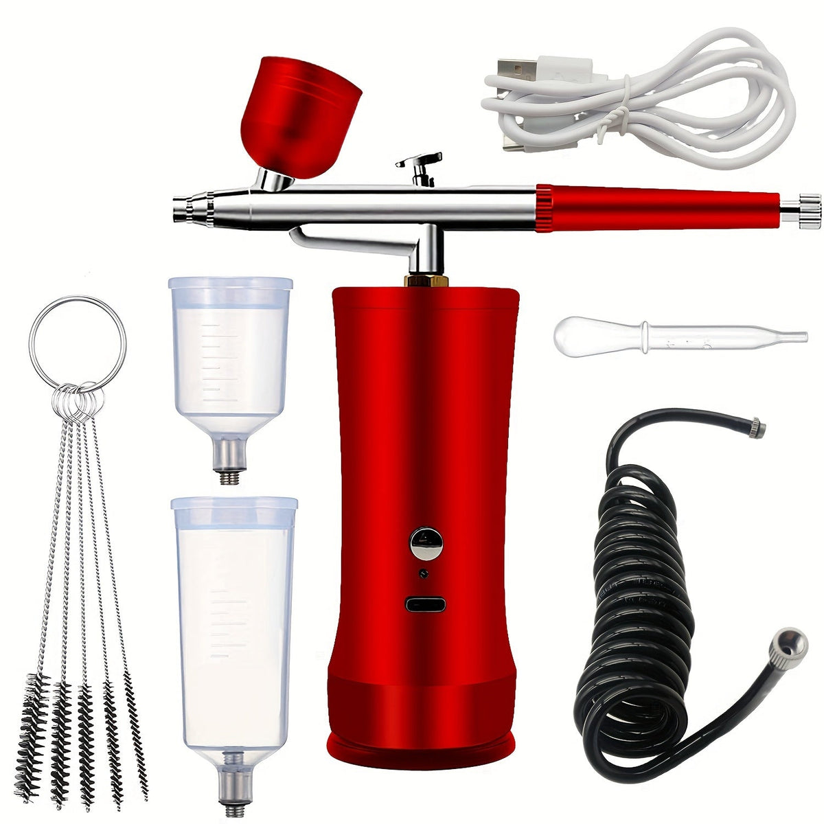 Rechargeable Cordless Airbrush Kit 0.3mm Nozzle 3-Speed Pressure Portable Airbrush Set for Makeup Nail Art Cake Decorating Model Painting Body Art USB-C Charging