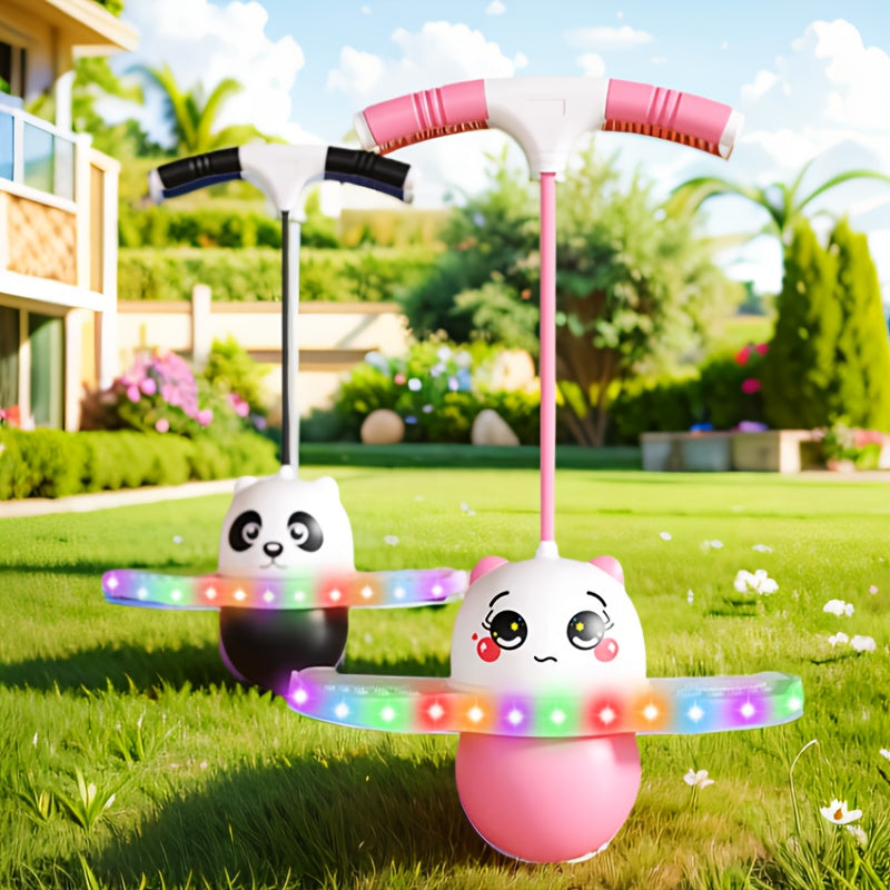 Pogo Ball with Colorful LED Light – Balance Coordination Bounce Toy for Kids & Adults Up to 200lb, Trick Pop Ball Jumper for Indoor Outdoor Play, Birthday Gift for Boys & Girls, Pink Black