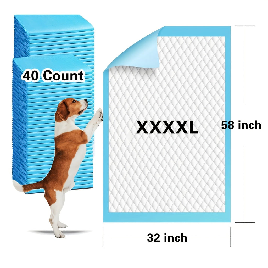 Dog Pee Pads 58x32 Inch Extra Large 40 Count Super Absorbent Leak-Proof Odor Control Disposable Puppy Training Pads Large Dogs Cats Adult Incontinence Crate Travel