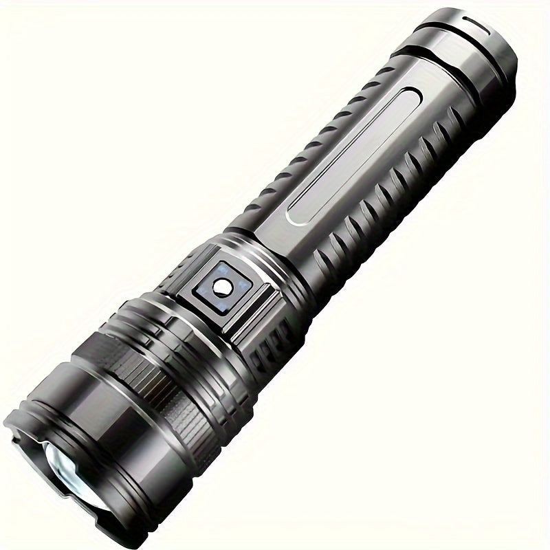 Extra-Large USB Rechargeable Flashlight with COB Tail Light – 5 Adjustable Modes Zoomable Focus & Power Bank Function, Super Bright Handheld Torch for Emergencies Hiking Camping & Outdoor Adventures