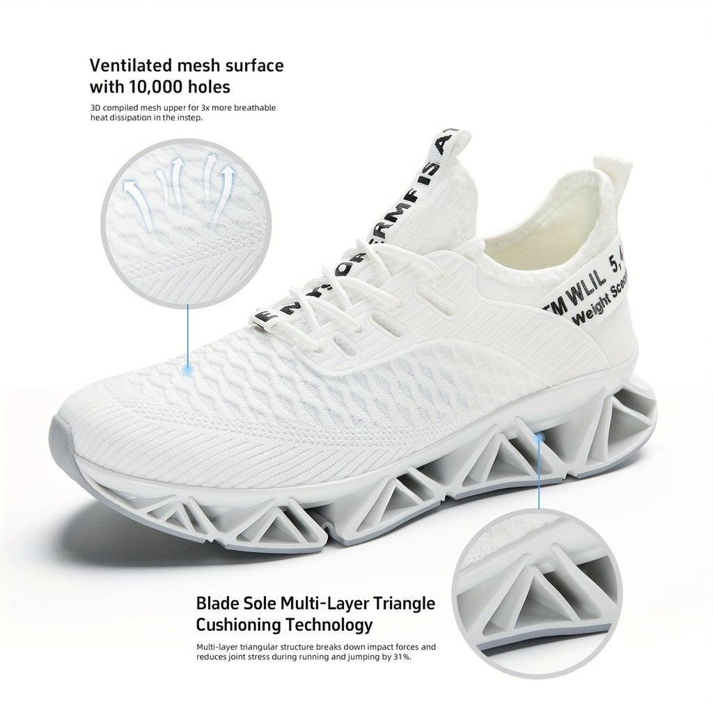 Men's Lightweight Breathable Running Shoes Non-Slip TPU Sole EVA Cushion Insole – Lace-Up Low Top Athletic Sneakers in White Red Black All-Season US Sizes 7.5 to 13