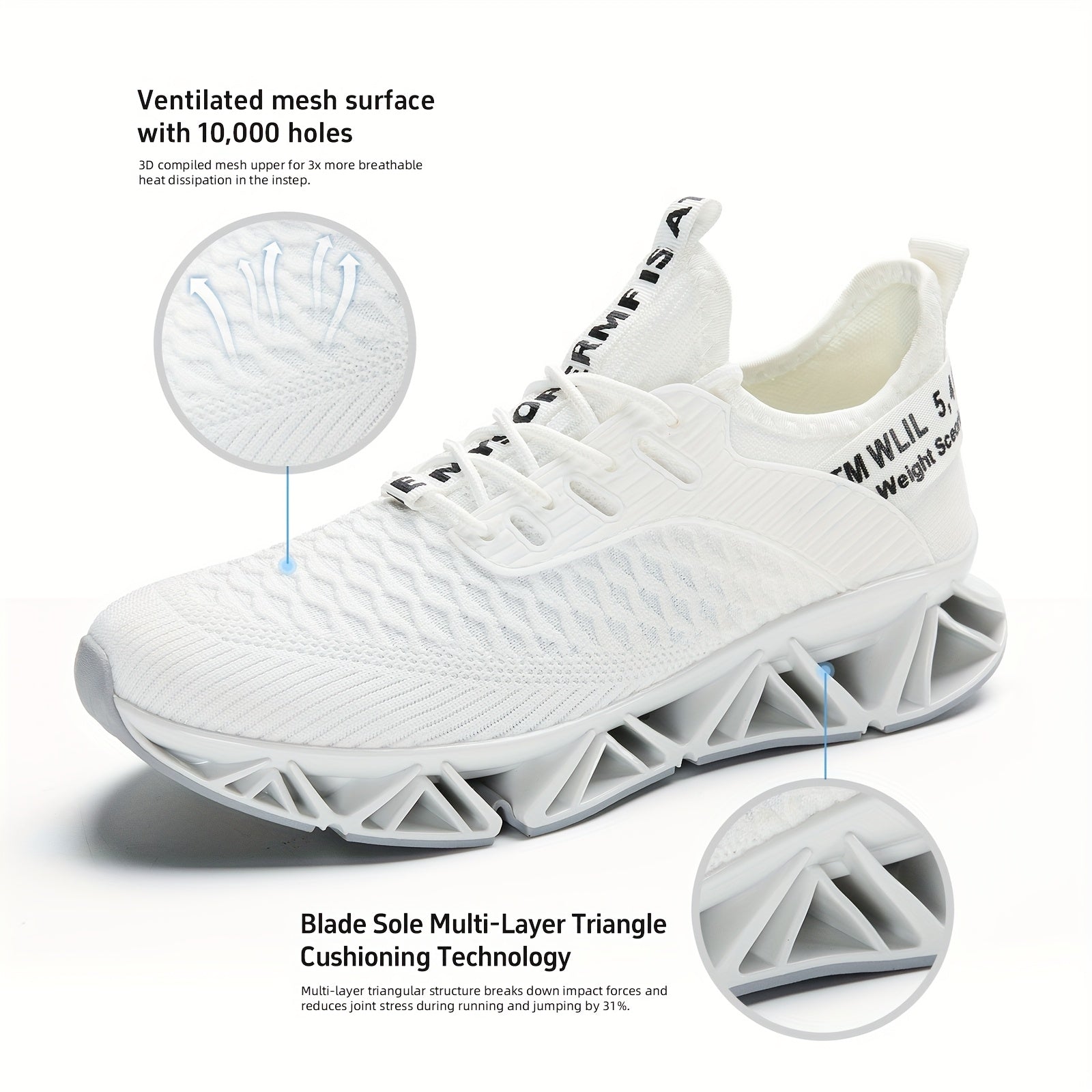 Men's Lightweight Breathable Running Shoes Non-Slip TPU Sole EVA Cushion Insole – Lace-Up Low Top Athletic Sneakers in White Red Black All-Season US Sizes 7.5 to 13