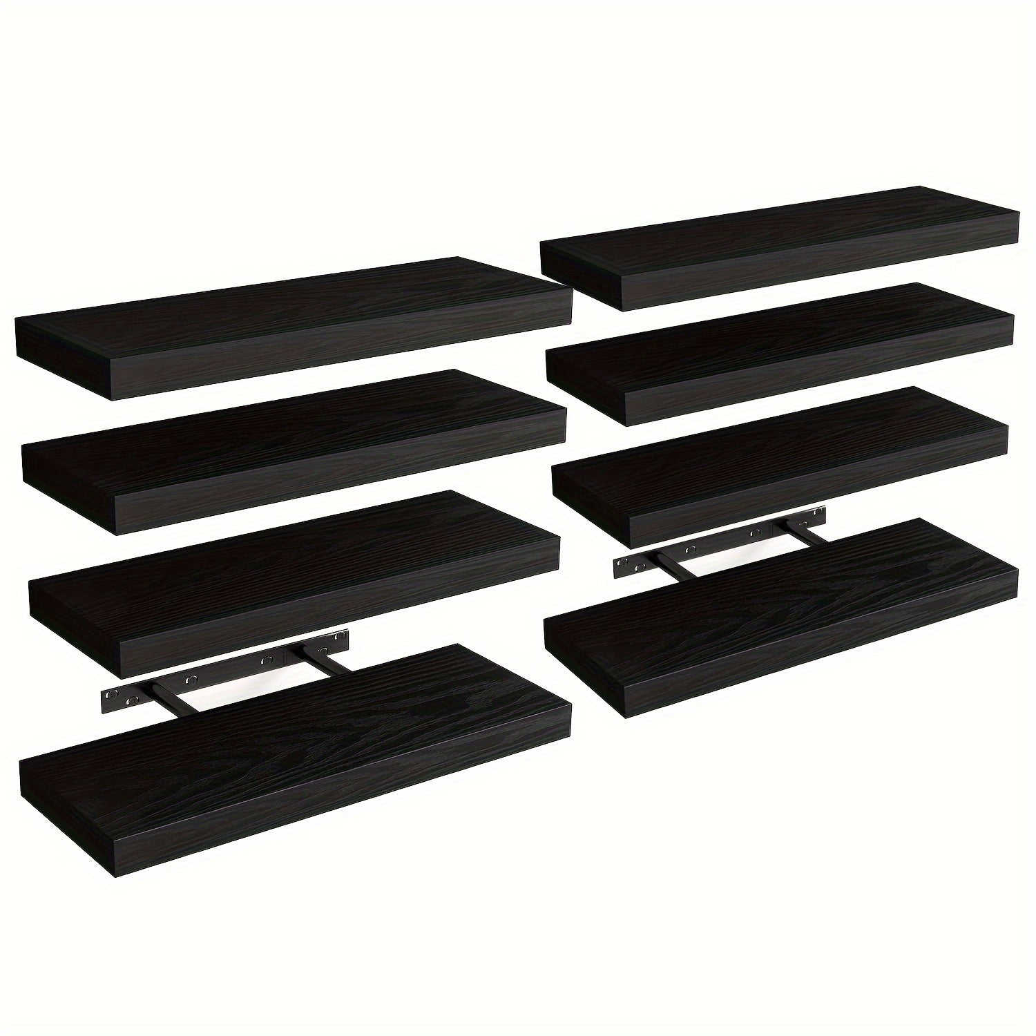 Floating Wall Shelves 15.8 Inch Rustic Finish with Invisible Brackets for Wall Decor Home Storage – 4 or 8 Pack in Rustic Brown Black Walnut