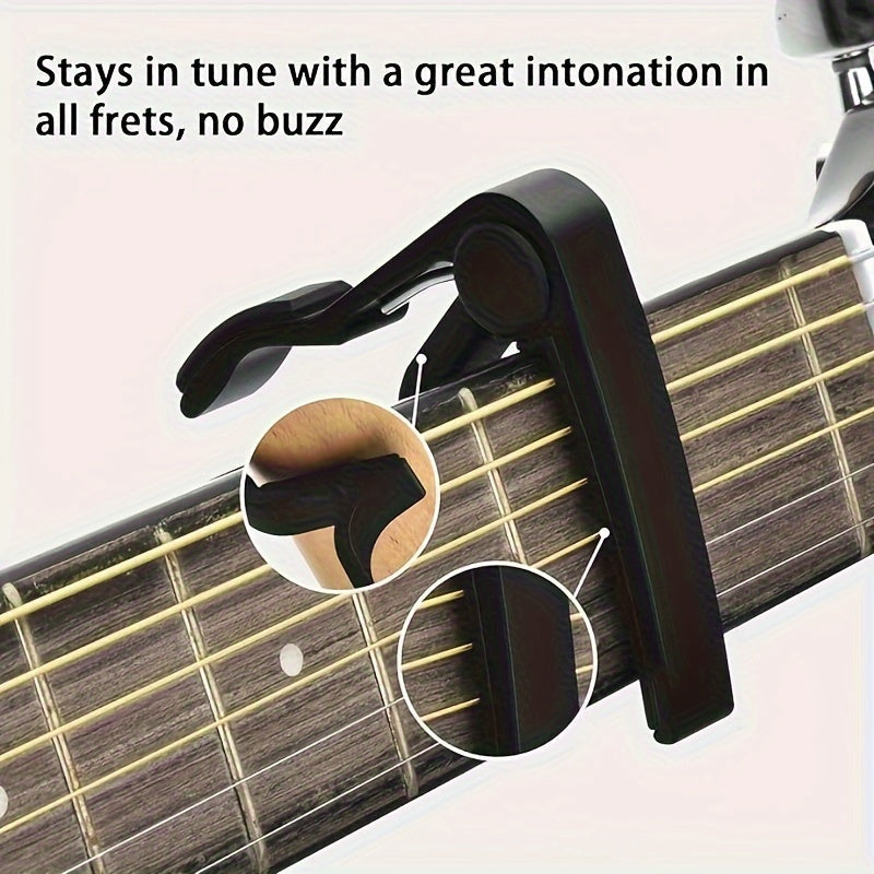 Guitar Clip-On Tuner & Capo Set with Picks 9pcs – Chromatic Multi-Mode Tuner for Acoustic, Electric, Bass, Violin & Ukulele, Spring-Loaded Capo, Rosewood Picks Included