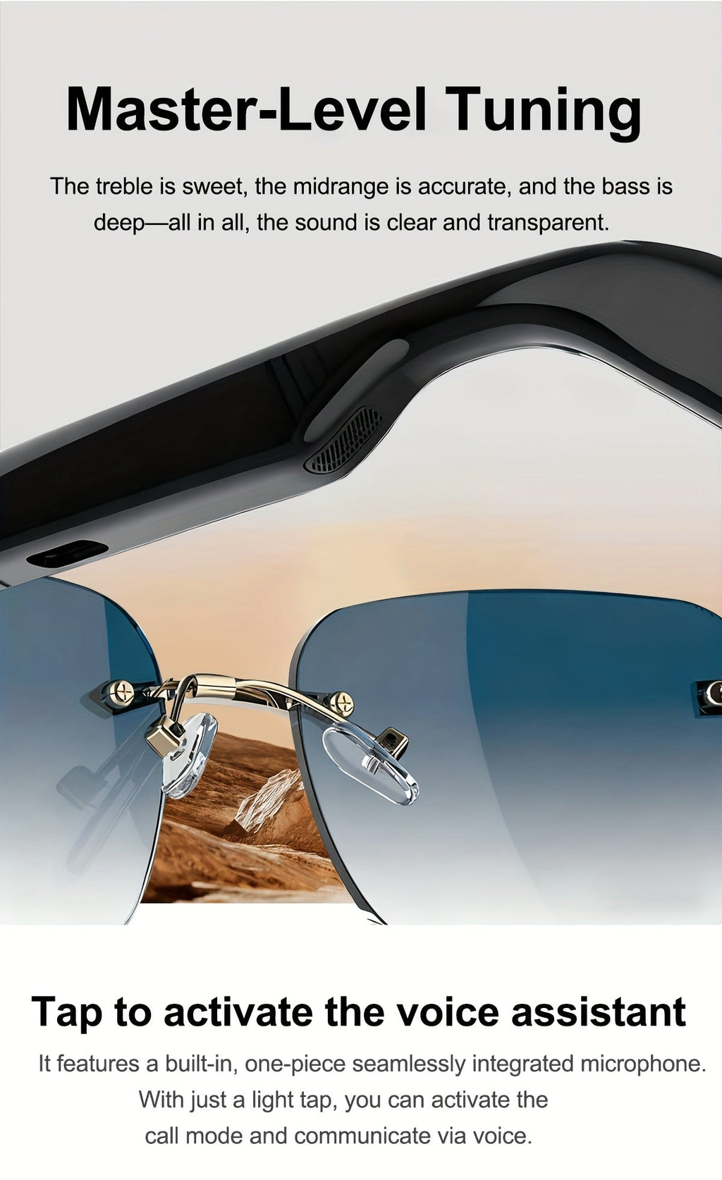 Bluetooth Smart Glasses Touch Controls Open Ear Audio – Integrated Mic Hands-Free Calls & Music UV Protection Polarized Lens for Outdoor Sports, Driving & Everyday Wear