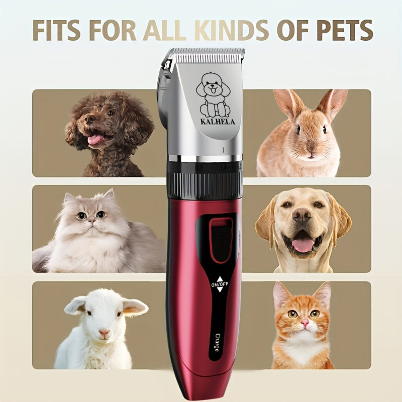Dog Grooming Clippers Cordless Rechargeable LED Display - Professional Wireless Pet Hair Trimmer Detachable Blades 4 Comb Guides Low Noise 36V USB for Dogs Cats Small Animals