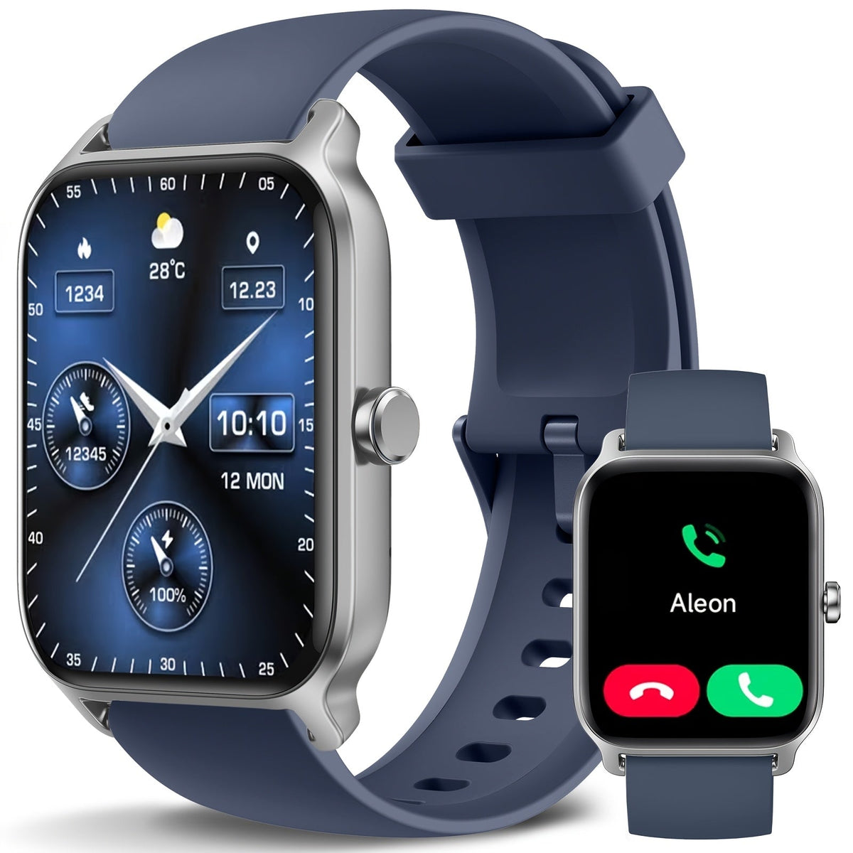 FAWEIO Smart Watch with Alexa & Wireless Calling – 1.8" HD Touchscreen Fitness Tracker, 100+ Sports Modes, Heart Rate SpO2 Sleep Monitor, Compatible with iPhone & Android for Women & Men