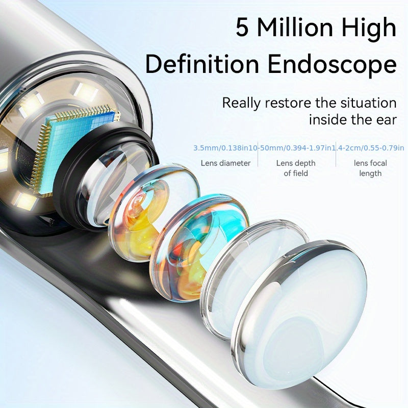 Ear Wax Removal Camera Kit 1080P HD Wi-Fi Otoscope – Wireless Ear Cleaning Tool with 6 Ear Spoons & Tweezers, Rechargeable, Real-Time View for iPhone & Android, Portable Ear Care for Adults & Seniors