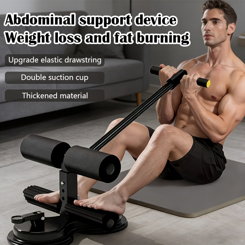 Portable Sit Up Bar 3-Section Adjustable with Dual Suction Cups & Resistance Bands – Lightweight Home Core Fitness Equipment for Ab Workouts Crunches Sit-Ups, Small Space Home Gym, Beginner Friendly