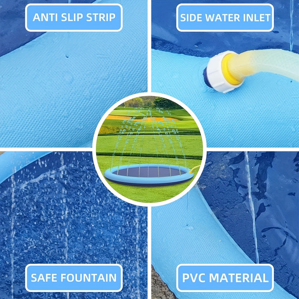 Portable Dog Splash Pad & Bathtub Mat Ultra-Thick 0.6mm Non-Slip Foldable Pet Pool – Summer Outdoor Sprinkler Cooling Water Play Mat for Small Dogs, Puppies & Cats