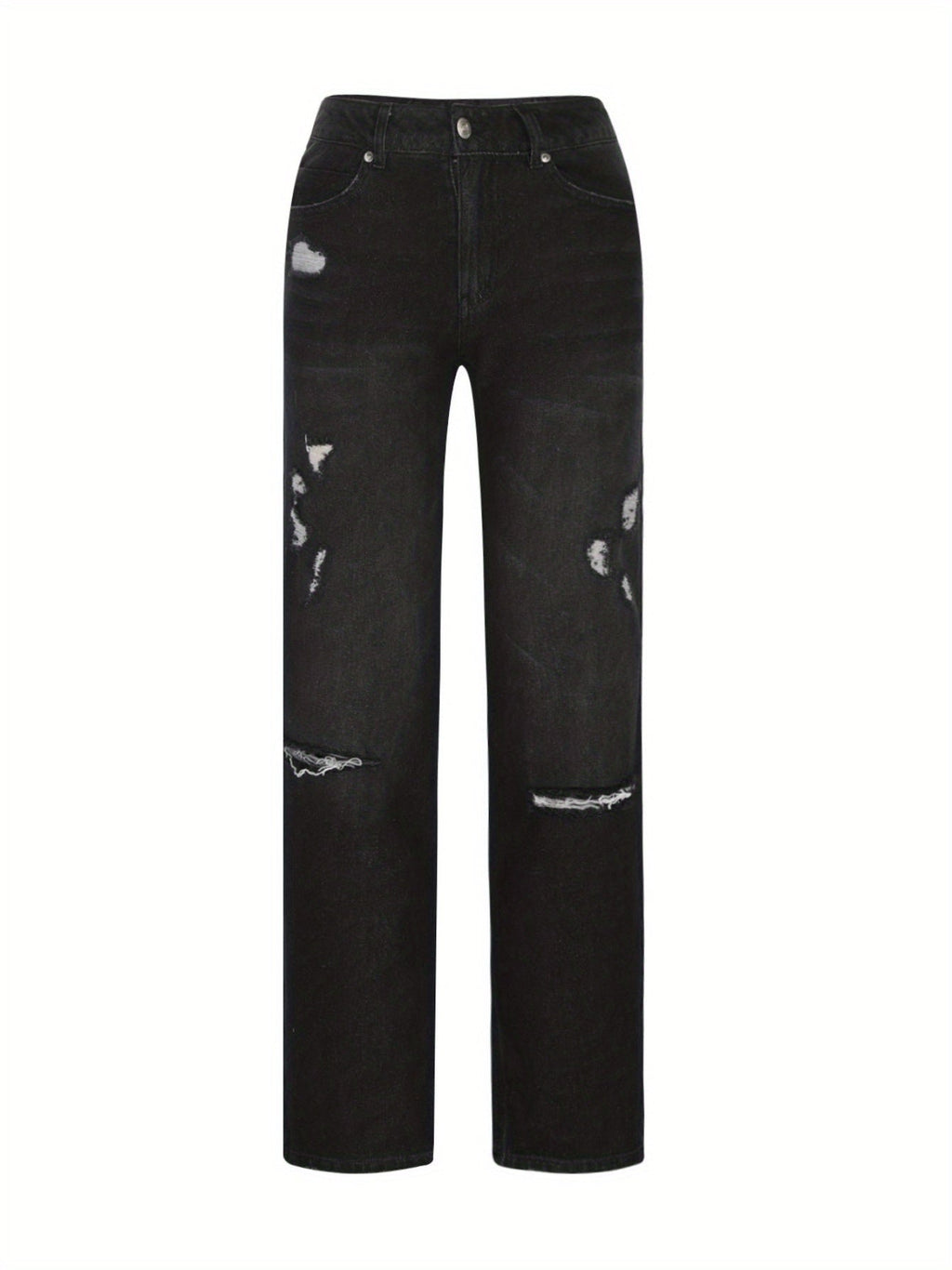 Ripped Flare Wide Leg Jeans Women Distressed Stretch Denim Fashion Streetwear Casual Pants Light Blue Dark Blue XS-XXL