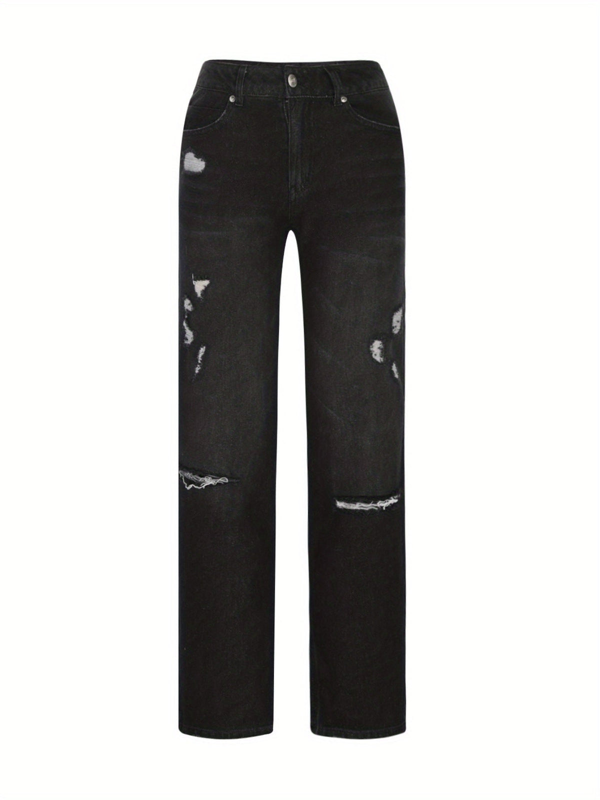 Ripped Flare Wide Leg Jeans Women Distressed Stretch Denim Fashion Streetwear Casual Pants Light Blue Dark Blue XS-XXL