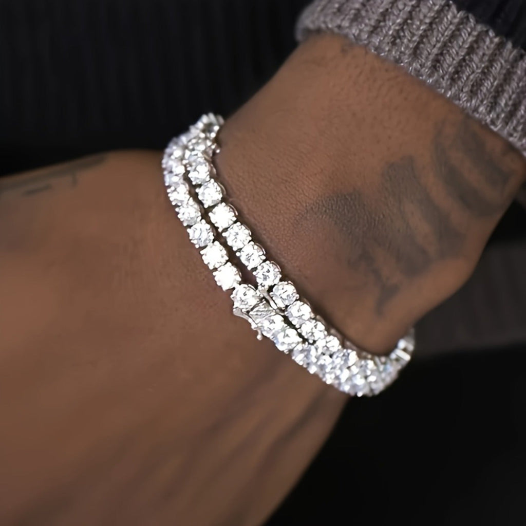 925 Sterling Silver Moissanite Tennis Bracelet 5mm – 0.5 Carat Lab Diamond Luxury Jewelry Gift for Women Men Wedding Anniversary Birthday Christmas