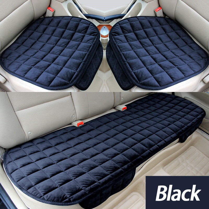 Plush Plaid Car Seat Cushion Protector 3-Piece Set – Thick Warm Memory Foam Pad, Non-Slip Breathable Universal Fit, Hand Washable Lightweight Car Seat Cover for 2 Front + 1 Back Seat, All Seasons