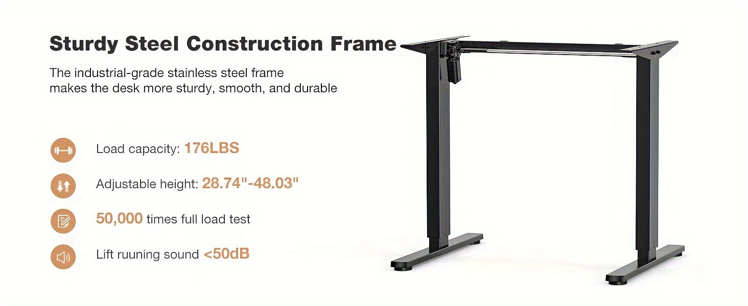 63 Inch Electric Standing Desk Height Adjustable Sit-Stand PC Workstation Wood Desktop Home Office Gaming Room Bedroom 3 Colors 3 Sizes
