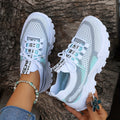 Women's Casual Low-Top Sneakers with Thick PVC Sole – Breathable Lightweight Tennis Shoes for Gym, Running & Everyday Wear | Women's Sports Shoes Sizes US 5-10 in Green, Black, Pink & Blue
