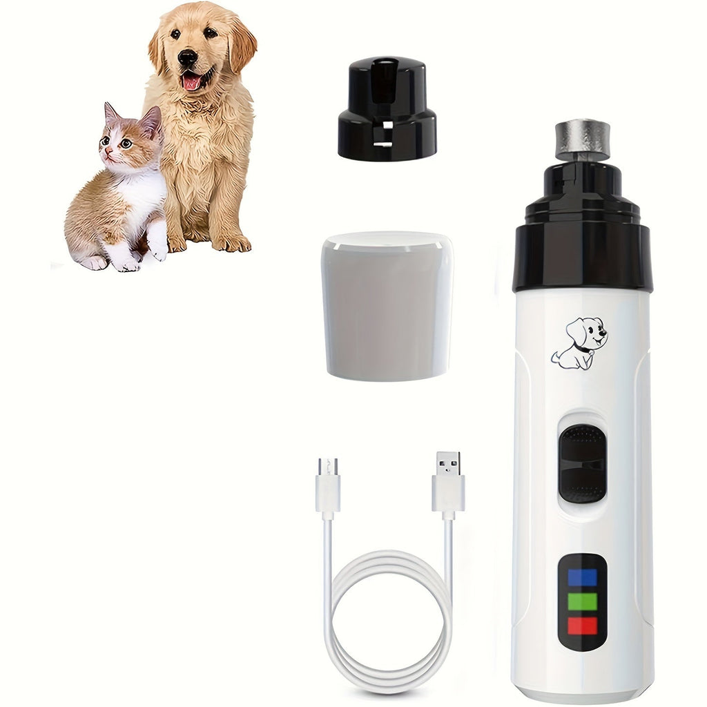 Electric Dog Nail Grinder Quiet Painless USB Rechargeable with LED Screen Multi-Speed Pet Grooming Tool for All Breeds