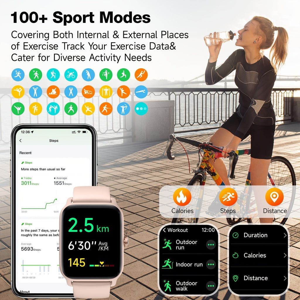 FAWEIO Smart Watch with Alexa & Wireless Calling – 1.8" HD Touchscreen Fitness Tracker, 100+ Sports Modes, Heart Rate SpO2 Sleep Monitor, Compatible with iPhone & Android for Women & Men