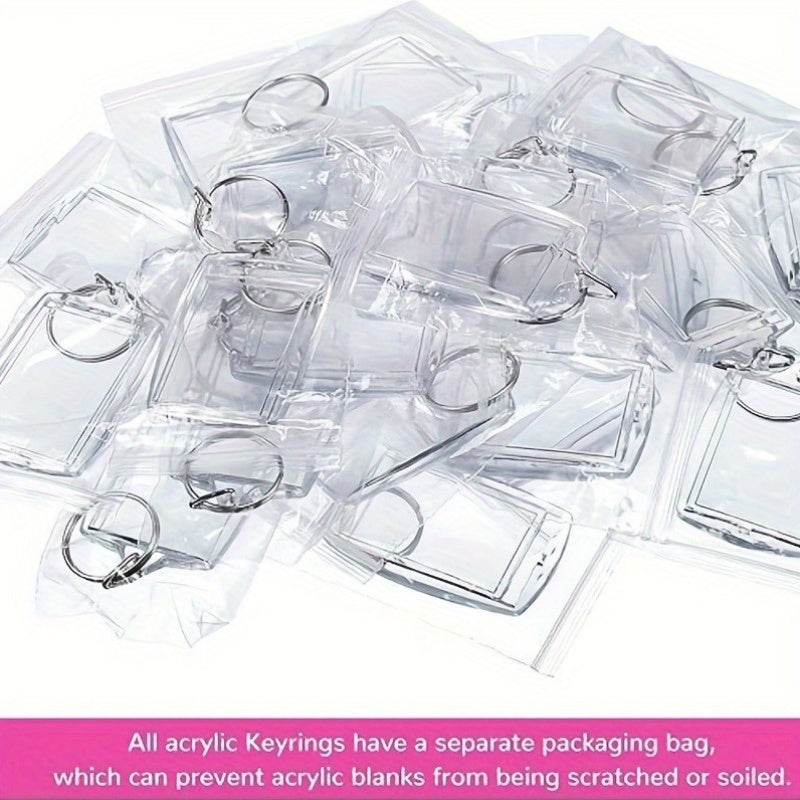 150PCS Acrylic Photo Frame Keychain Blanks with Colorful Tassels – Snap-In Clear Picture Keyring Set for DIY Crafts, Bulk Custom Keychains, Party Favors & Gifts