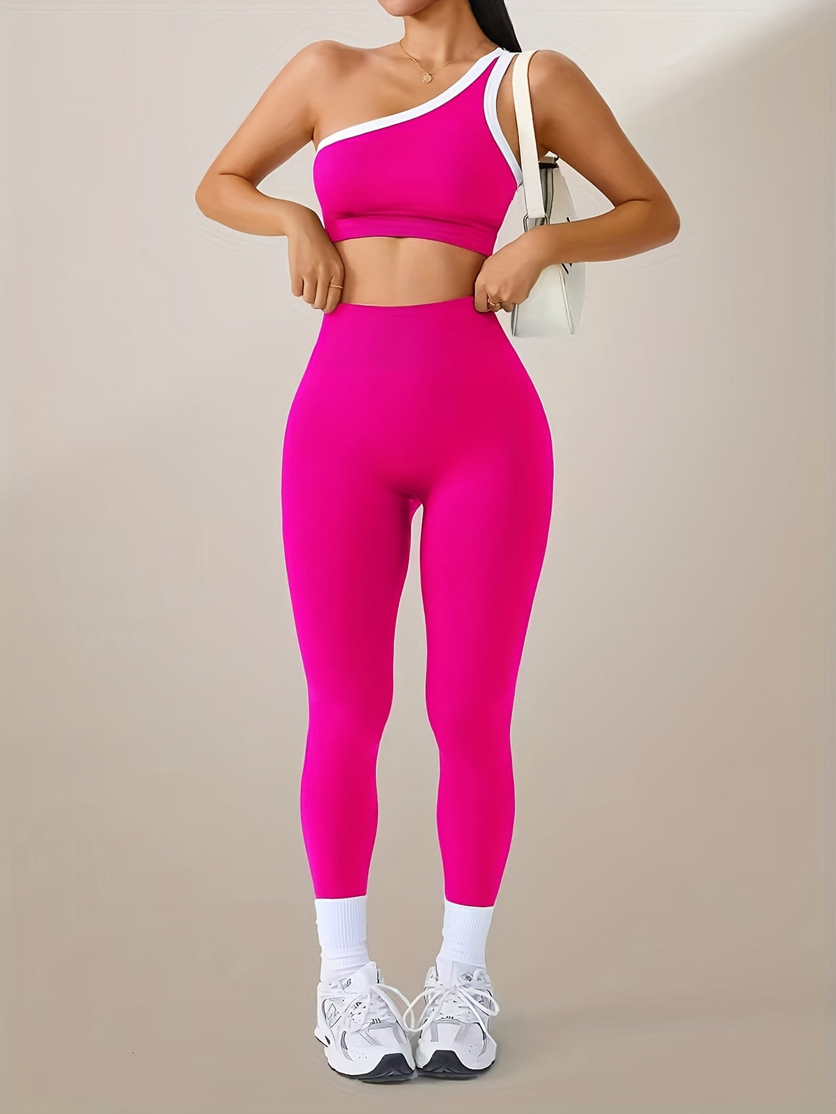 Women's Butt Lifting Leggings & Sports Bra Set 2 Piece High-Waisted 90% Polyamide – Stretchy Minimalist Yoga Running Workout Outfit with Camisole Top, 6 Colors S-XL
