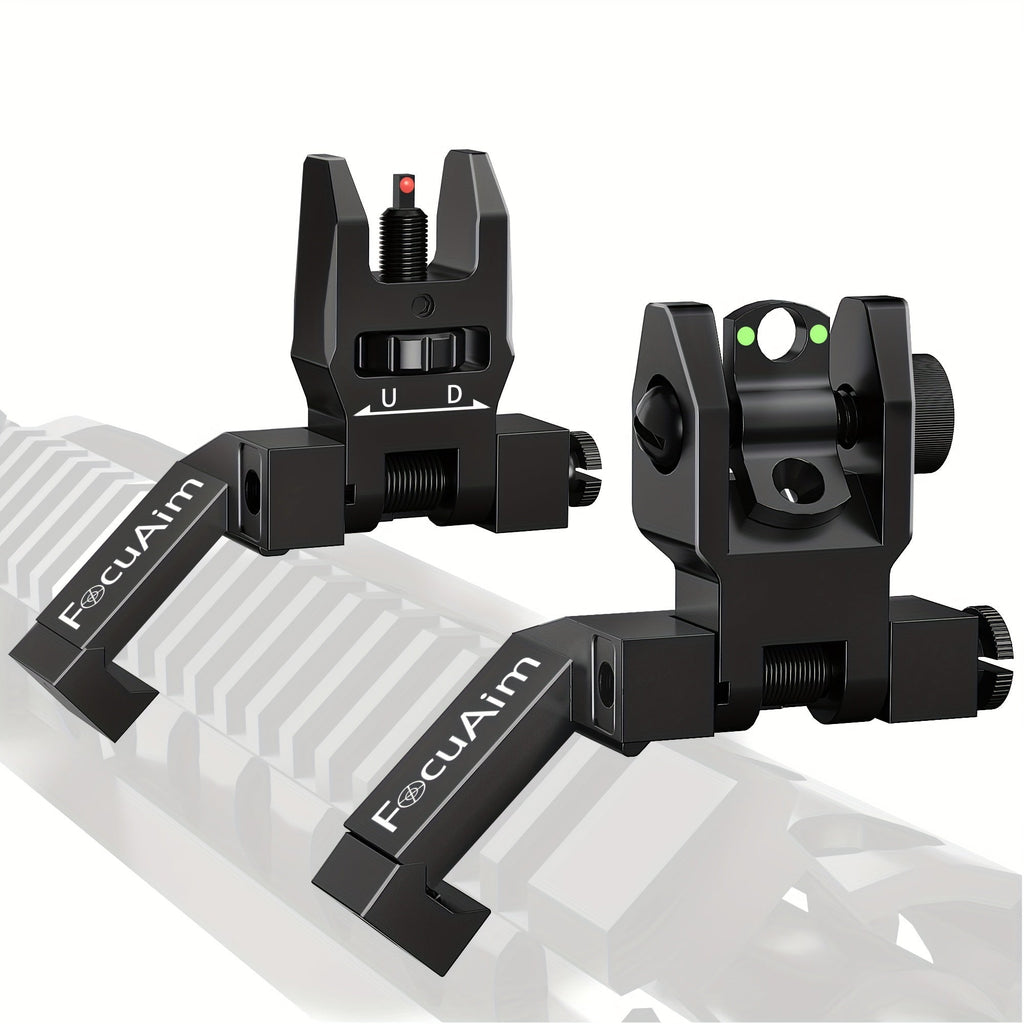 45 Degree Offset Flip Up Iron Sights for AR15 – Fiber Optic Red Green Dots, Tool-Free Adjustable, 20mm Rail Mount, Rapid Transition Backup Canted Sights for Rifle Shooting Outdoors