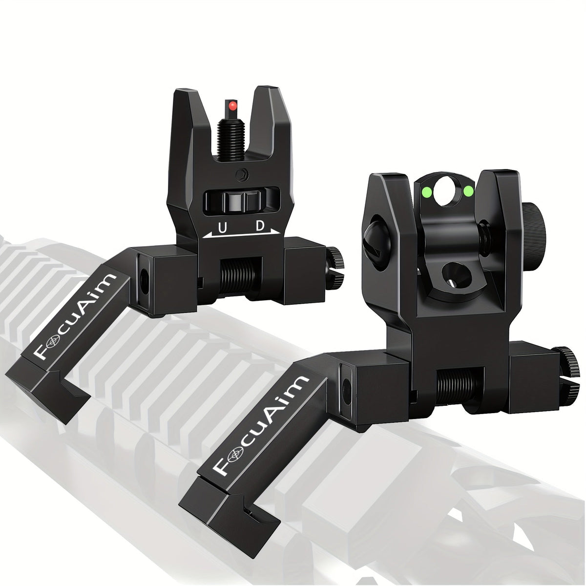 45 Degree Offset Flip Up Iron Sights for AR15 – Fiber Optic Red Green Dots, Tool-Free Adjustable, 20mm Rail Mount, Rapid Transition Backup Canted Sights for Rifle Shooting Outdoors
