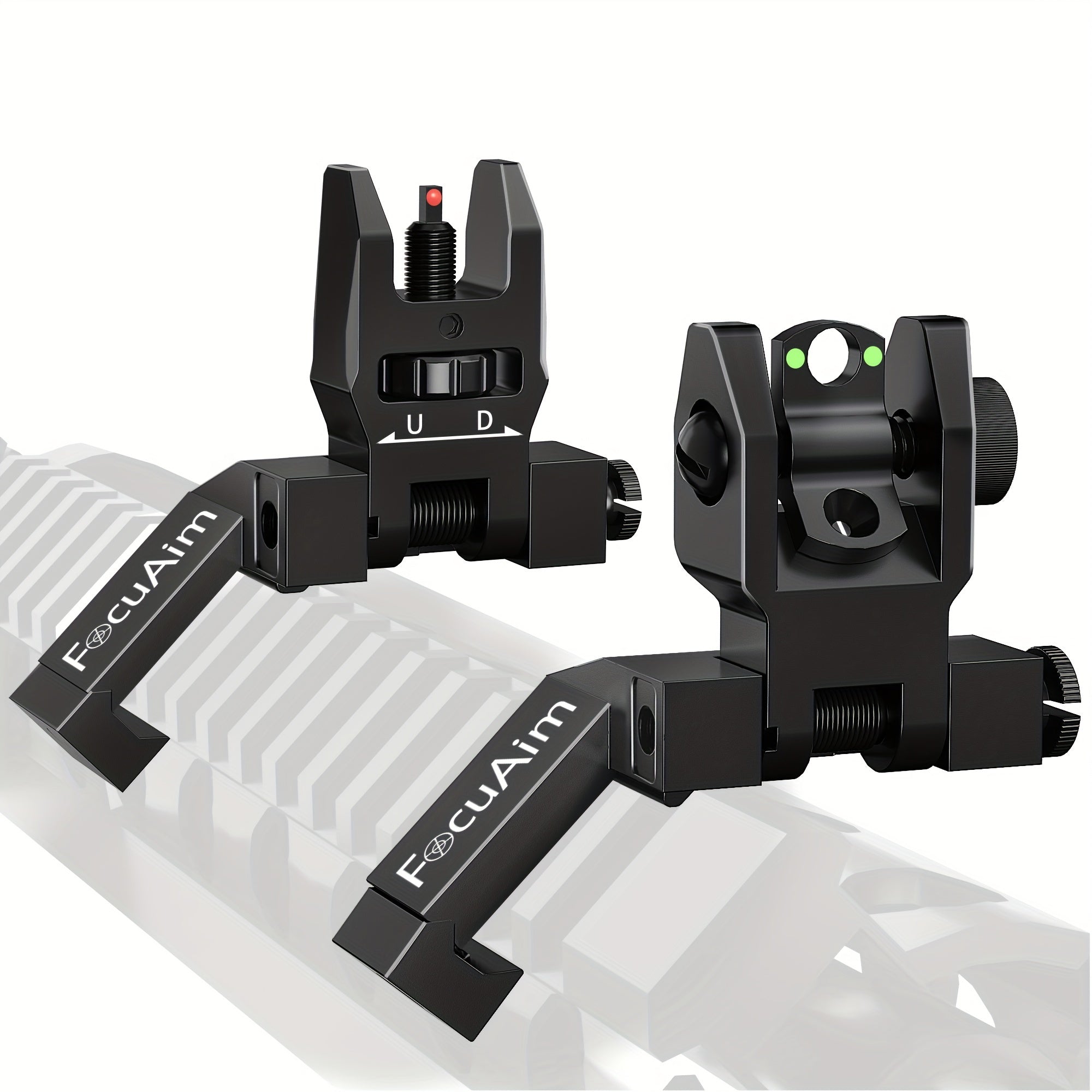 45 Degree Offset Flip Up Iron Sights for AR15 – Fiber Optic Red Green Dots, Tool-Free Adjustable, 20mm Rail Mount, Rapid Transition Backup Canted Sights for Rifle Shooting Outdoors