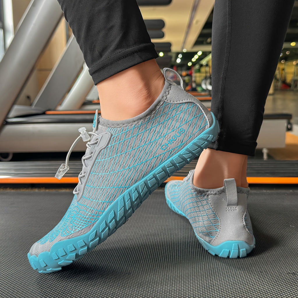 Sporty Striped Unisex Lace-Up Water Shoes – Quick-Dry Non-Slip Rubber Sole Aqua Shoes for Beach Swimming Diving Hiking Yoga Indoor Fitness, 4 Colors, Wide Sizes US 4.5–14