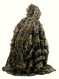 3D Maple Leaf Camouflage Ghillie Suit with Net Hood One Size Fits S-XL – Camo Hunting Suit for Deer Turkey Hunting Bird Watching Airsoft Paintball Survival Games Wildlife Photography Fern Green