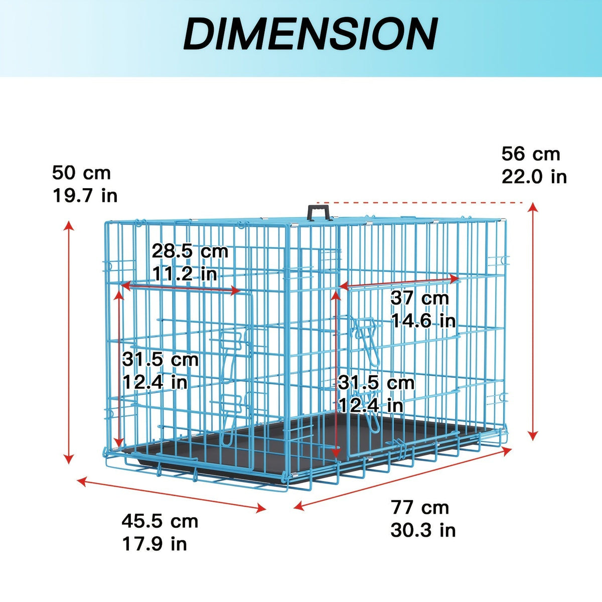 Foldable Metal Wire Dog Crate for Small Dogs & Rabbits – Adjustable Divider Panel, Leak-Proof Plastic Pan, Indoor Outdoor Pet Kennel for Chihuahuas Toy Breeds Small Animals, Multiple Sizes