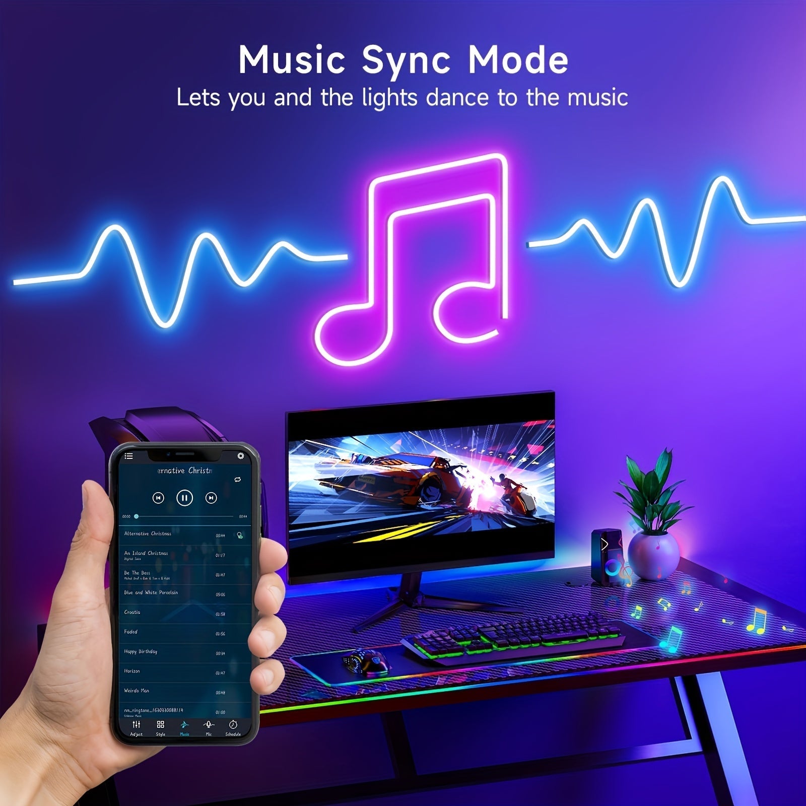RGB LED Neon Rope Light IP65 Waterproof App & Remote Control Music Sync – Color-Changing Flexible Silicone Strip 3.2ft 9.8ft 16.4ft for Gaming Bedroom & Outdoor Decor