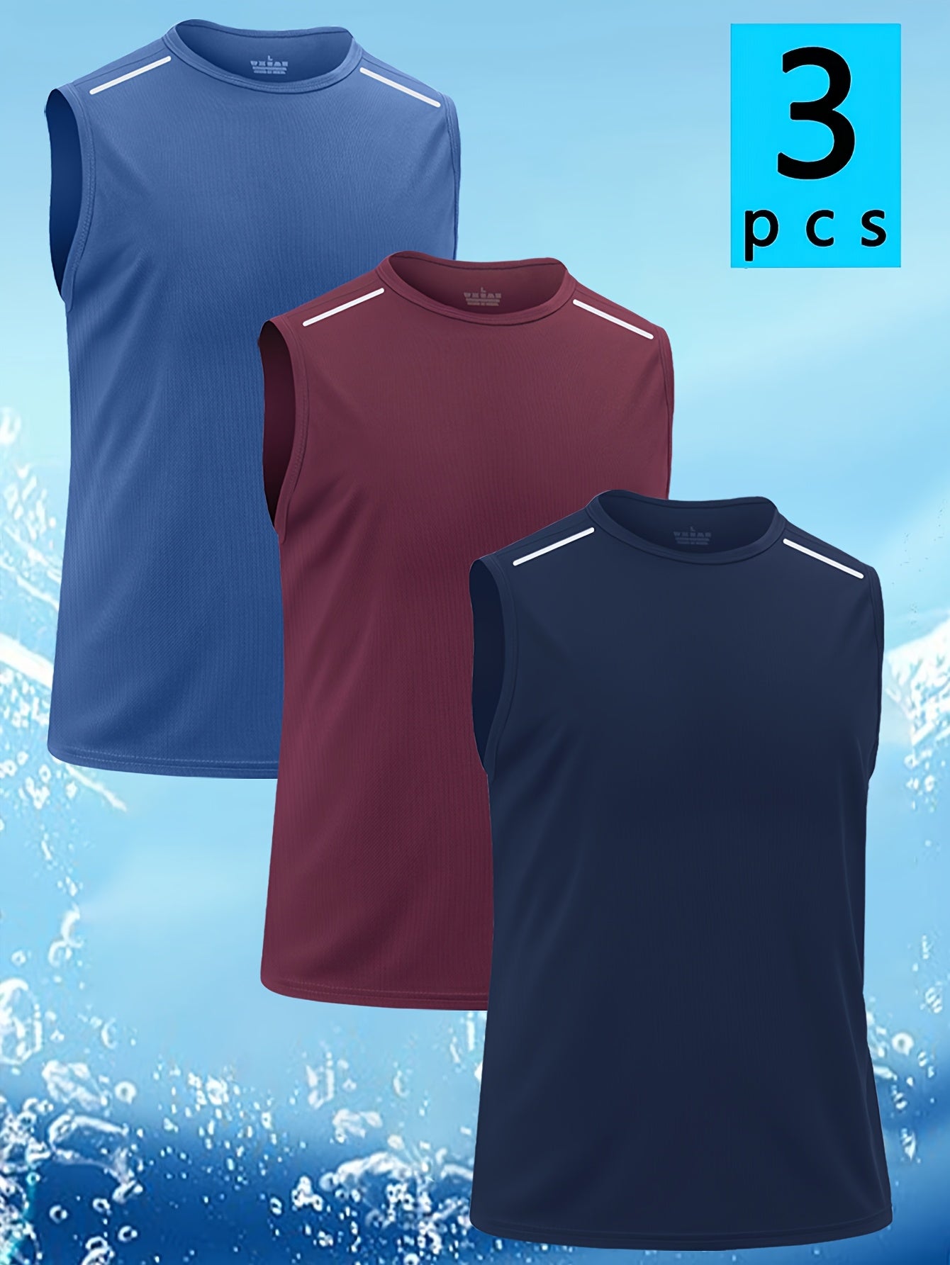 Men's 3-Pack Quick-Dry Athletic Tank Tops – Sleeveless Workout Vests, Breathable Moisture-Wicking Crew Neck Shirts for Running, Gym & Casual Wear, S-XXXL