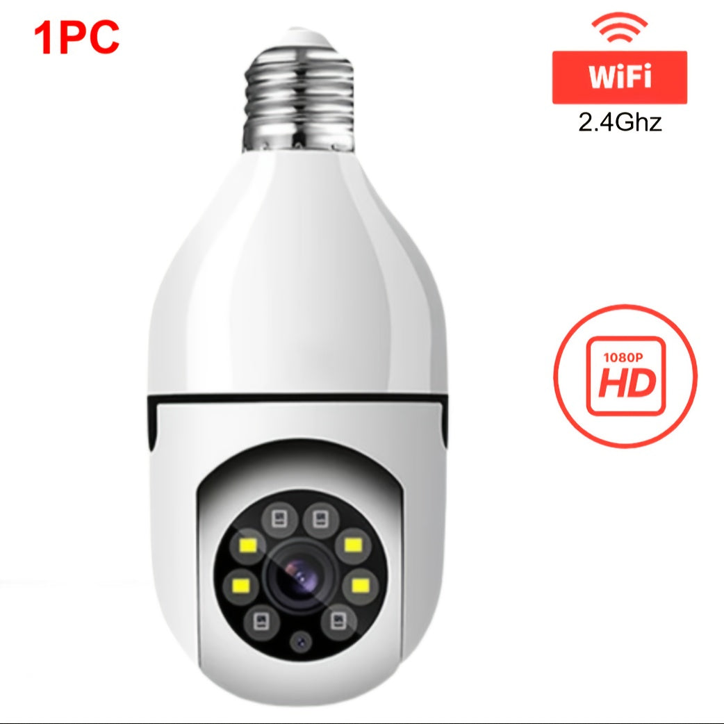 3MP Light Bulb Security Camera WiFi 2.4GHz – E26/E27 Socket 1080P Full Color Night Vision 360° Pan Tilt Two-Way Audio Motion Detection Cloud & TF Storage Indoor Home Security Camera 1 2 Pack