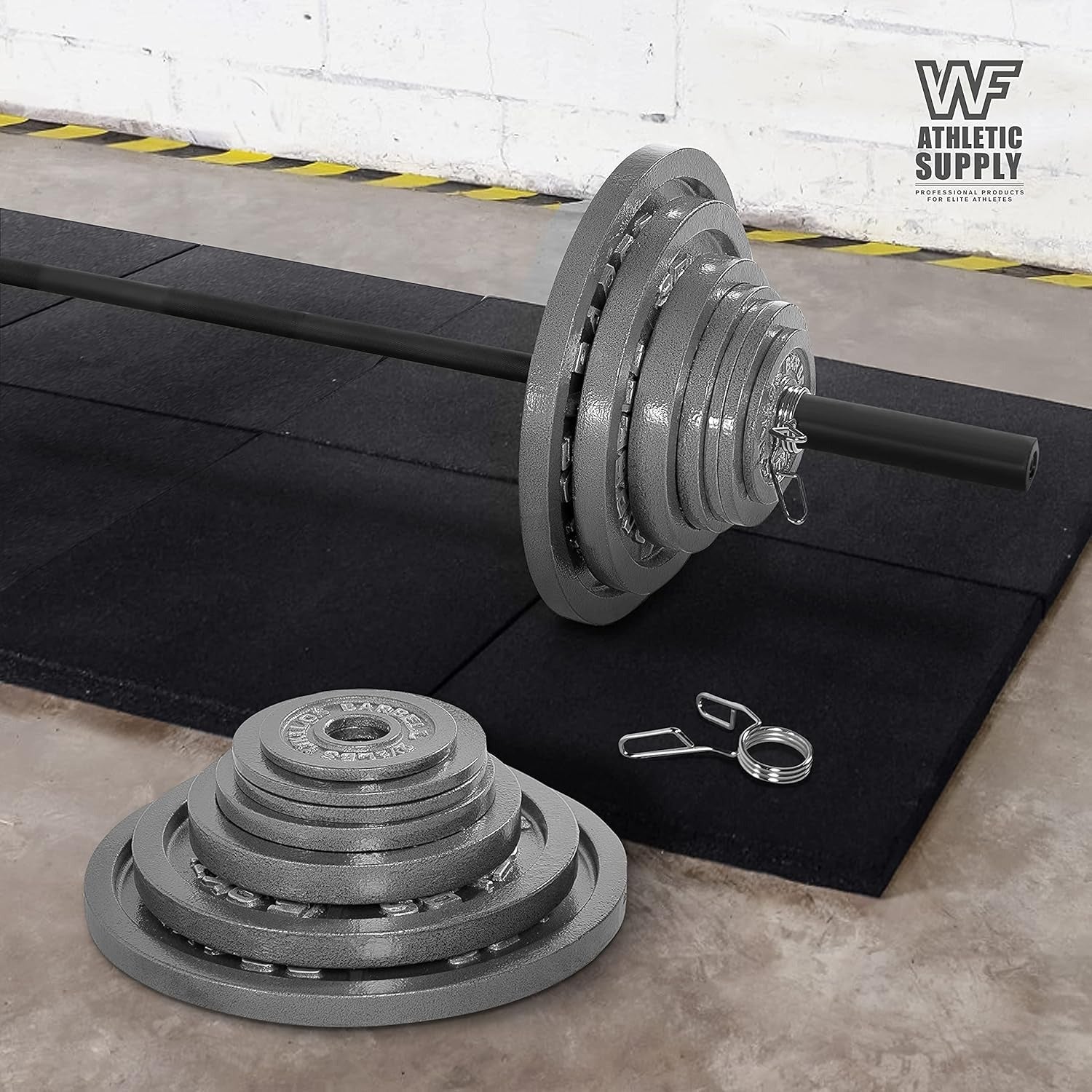 Cast Iron Weight Plates 2-Inch Solid Baked Enamel Finish for Strength Training Weightlifting Bodybuilding Powerlifting Home Gym Barbell 2.5 5 10 25 35 45 100LB