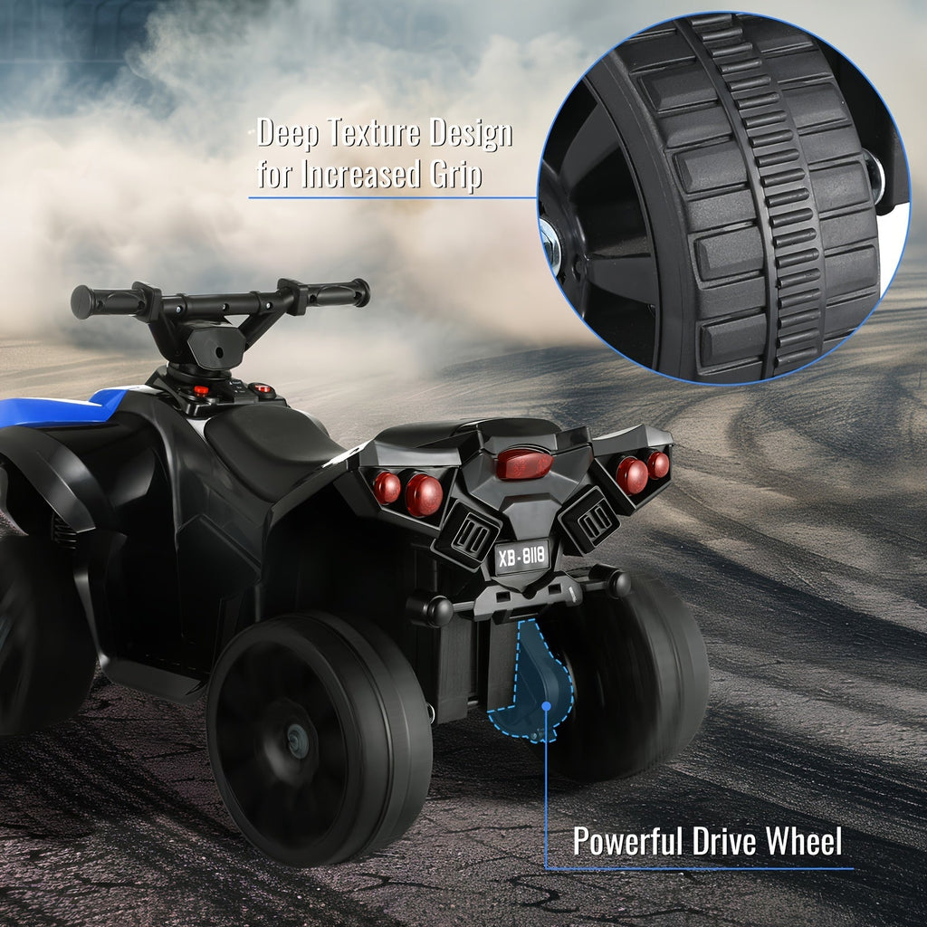 Kids Electric Quad ATV Ride-On Car with Headlights Pedal Accelerator All-Terrain Anti-Slip Tires 55 lbs Capacity 1.86 MPH Ride On Toy for Boys Girls Ages 3-6 Birthday Christmas Gift Blue Black Pink Red