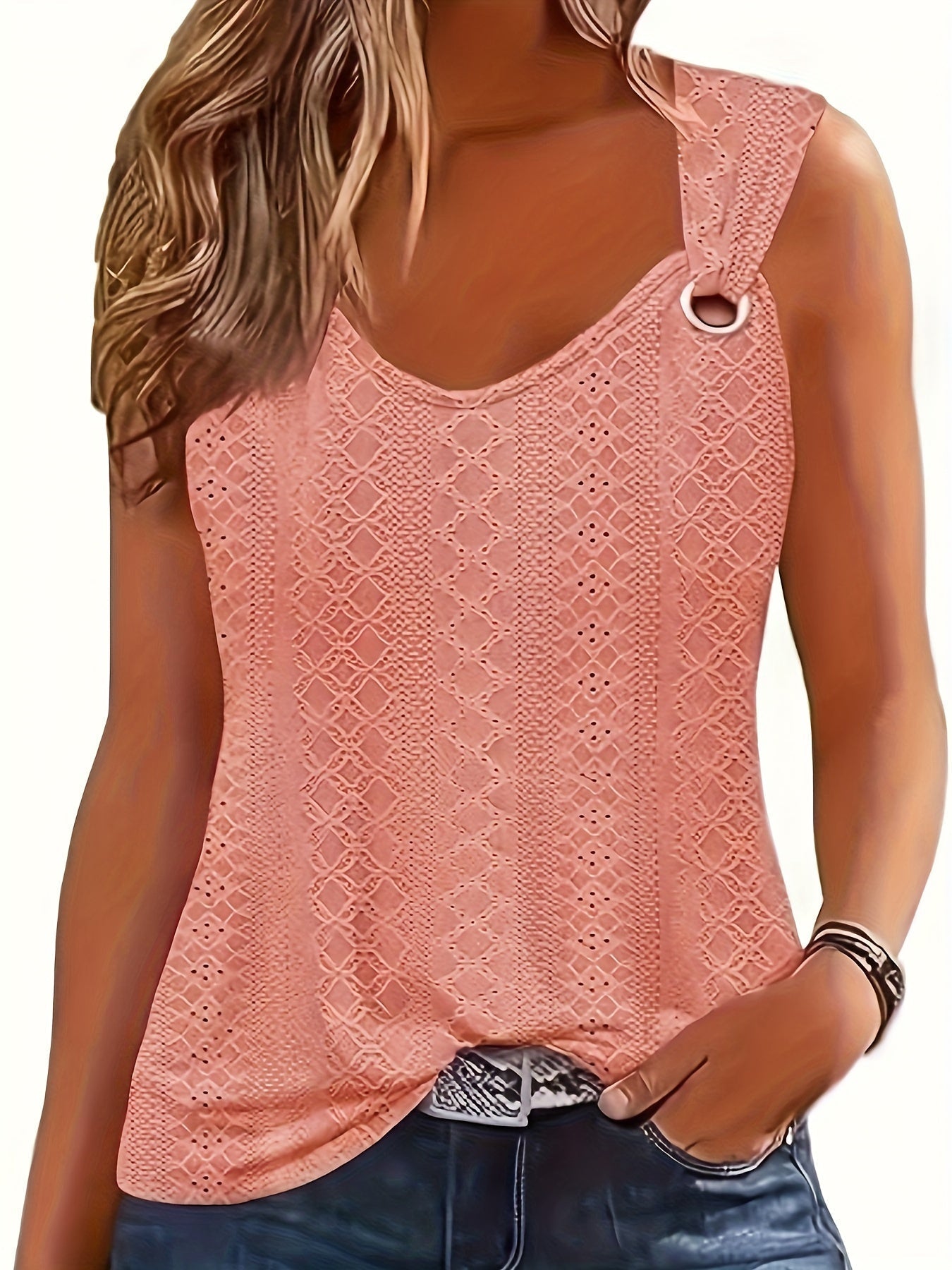 V-Neck Sleeveless Tank Top Women Casual Loose Comfortable Summer Vest Lightweight Trendy Tops 5 Colors Black Orange Red Green White S-XL
