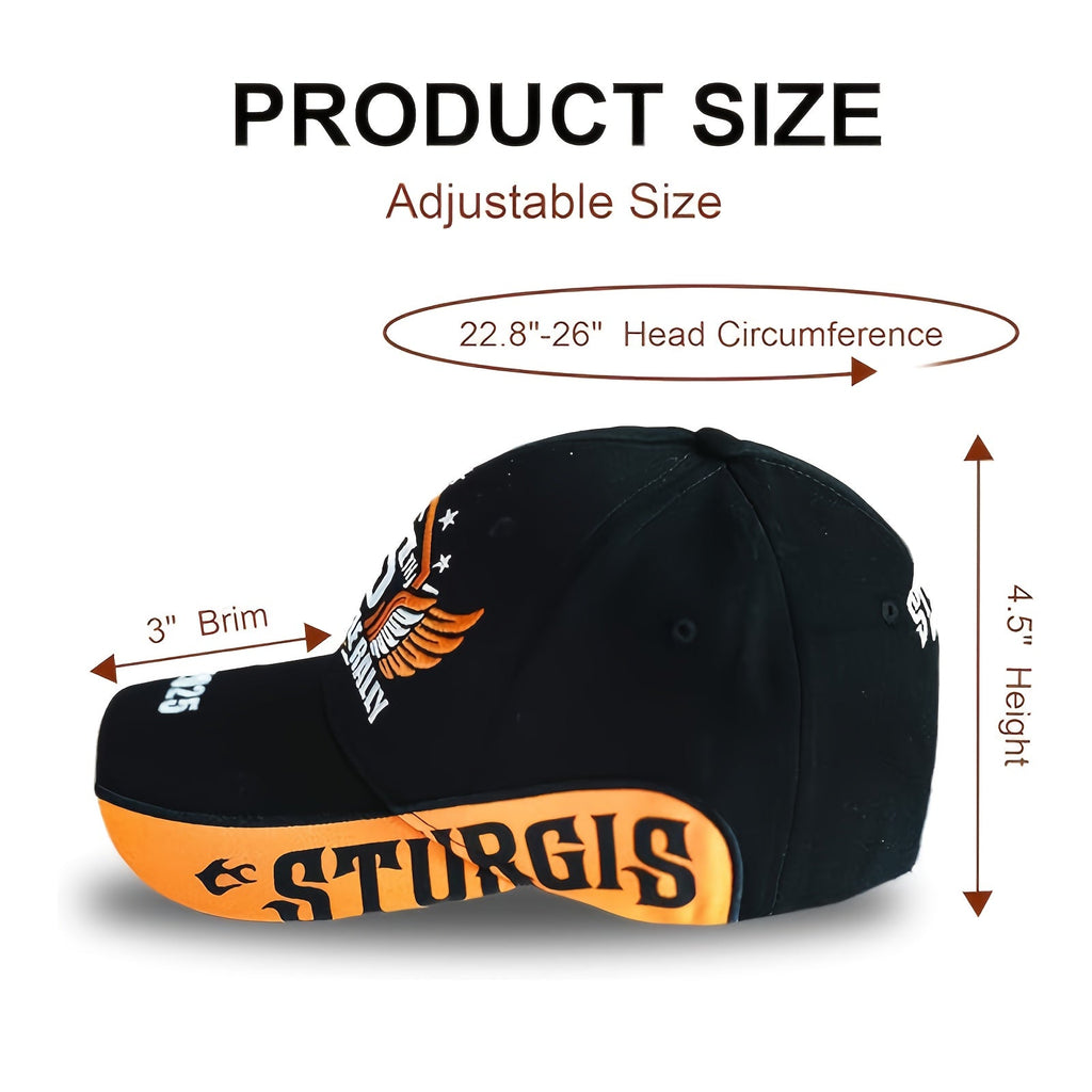 Sturgis 2026 Embroidered Baseball Cap 86th Motorcycle Rally Souvenir Hat – 3D Embroidery Adjustable Biker Gift for Men Women Riders Black Yellow Gray Blue Pink