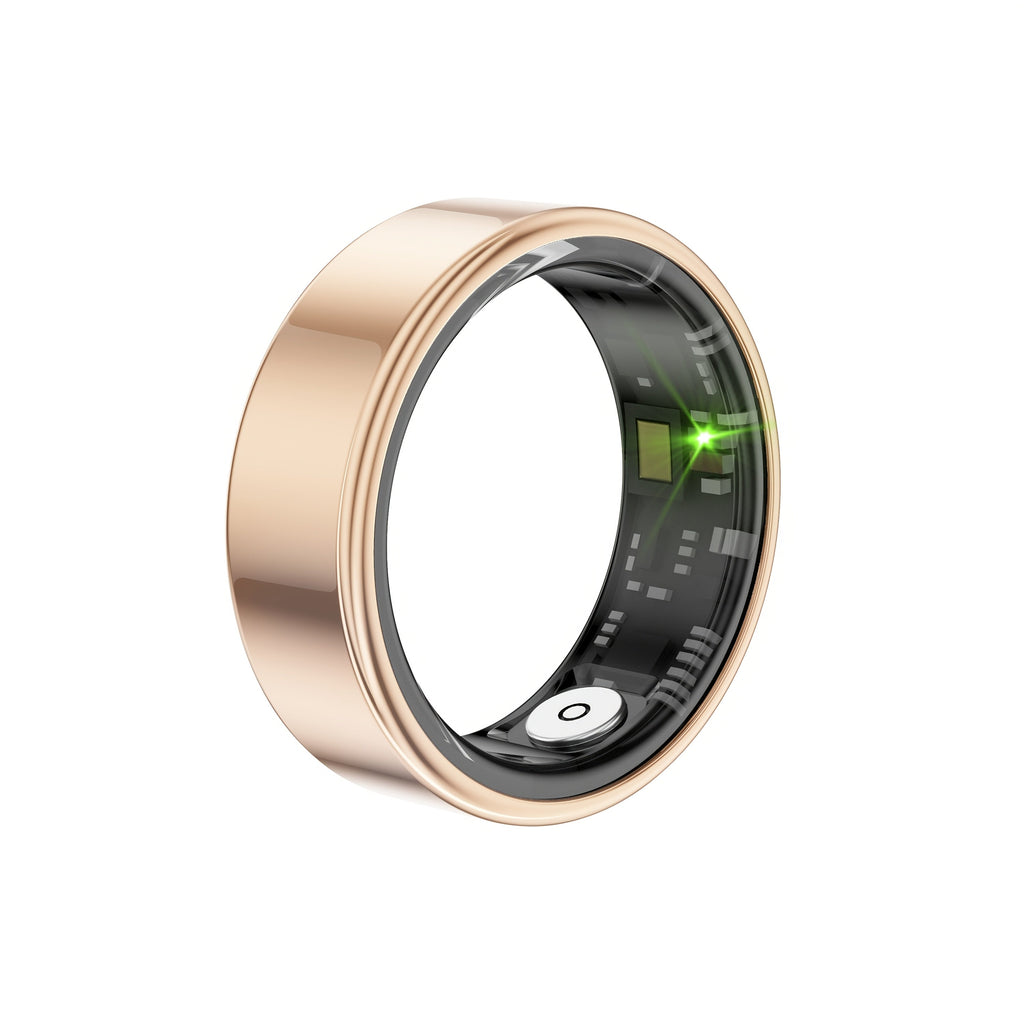 Smart Ring IP68 Fitness Health Tracker for Women Men Sleep Step Heart Rate HRV Stress Monitor Bluetooth Waterproof Wearable Ring Sizes 7-13 Gold Black Silver