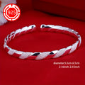 2-Pack 925 Sterling Silver Twisted Open Bangle Bracelet Set – Hypoallergenic Matte Finish Adjustable Stackable Cuff Elegant Silver Jewelry Gift for Women Daily Wear Holiday Christmas