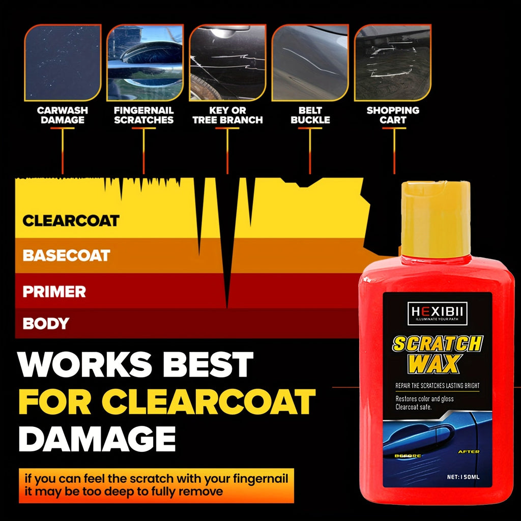 Car Scratch Remover Paste – Professional Clear Coat Repair Kit for Surface Blemishes, Swirl Marks & Light Scratches, 150ml Car Care Kit for Exterior Paint Restoration