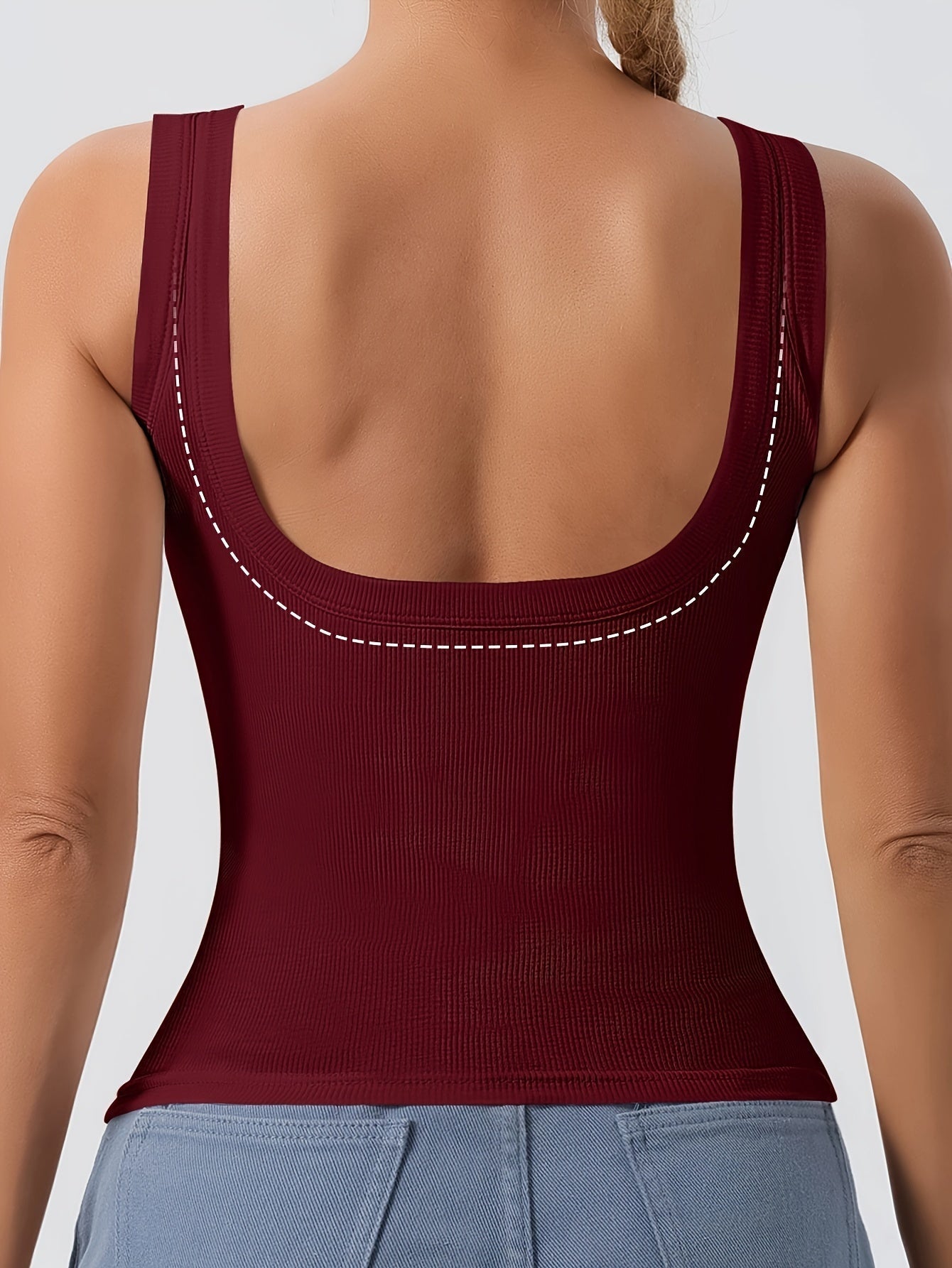 Women's Scoop Neck Tank Top with Removable Chest Padding – Slim Fit Padded Bra Sleeveless Summer Casual Top 8 Colors XS-XL