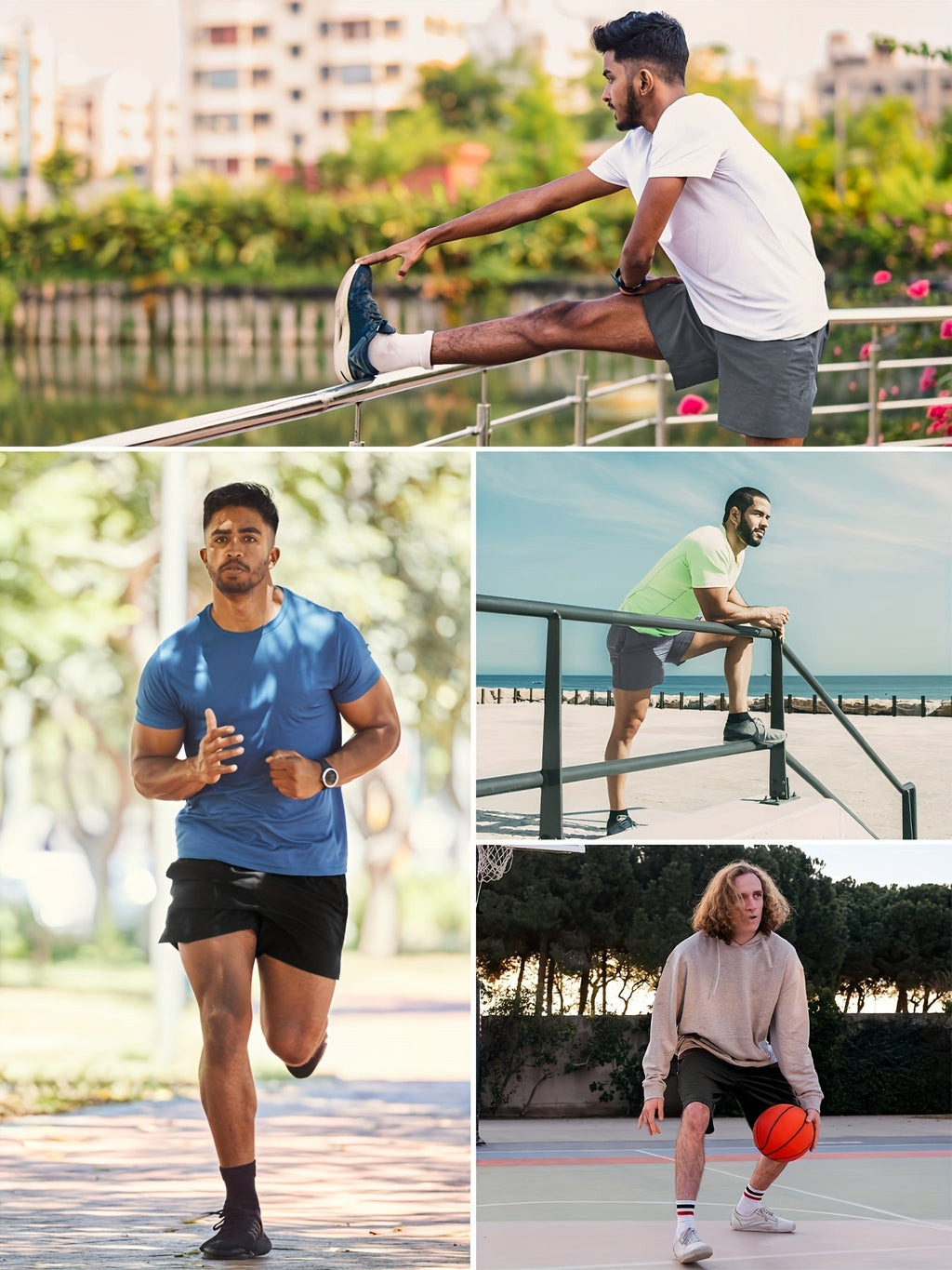 Men's Athletic Shorts 5-Pack Quick-Dry with Side Zip Pocket – 95% Polyester Stretch Waistband Gym Workout Basketball Running Hiking Activewear, Sizes S–XXL Mix Colors