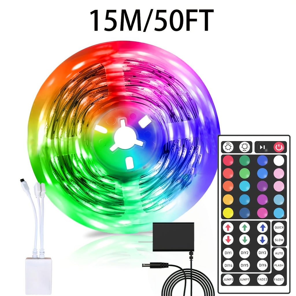 LED Strip Lights 100ft RGB Color Changing with Remote Control – Stepless Dimming, Flashing & DIY Modes, Indoor TV Backlight for Bedroom, Living Room, Kitchen, Stairs, Party & Holiday Decor | 50ft & 100ft