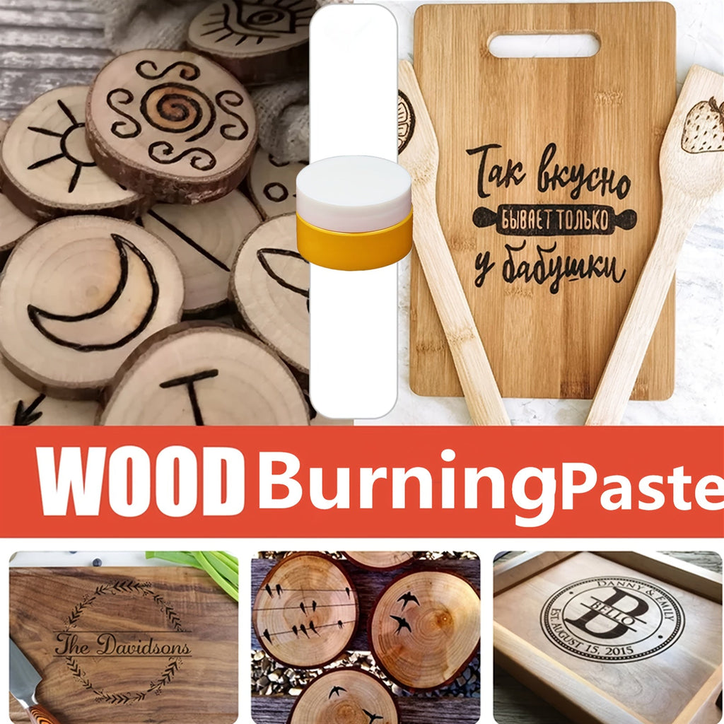Wood Burning Paste Kit Heat Activated Pyrography Gel Set with Burning Pens Squeegee Tools, 6 Jars 1.5OZ Etching Cream for Wood Canvas Denim Fabric, DIY Craft Kit for Beginners Artists Adults