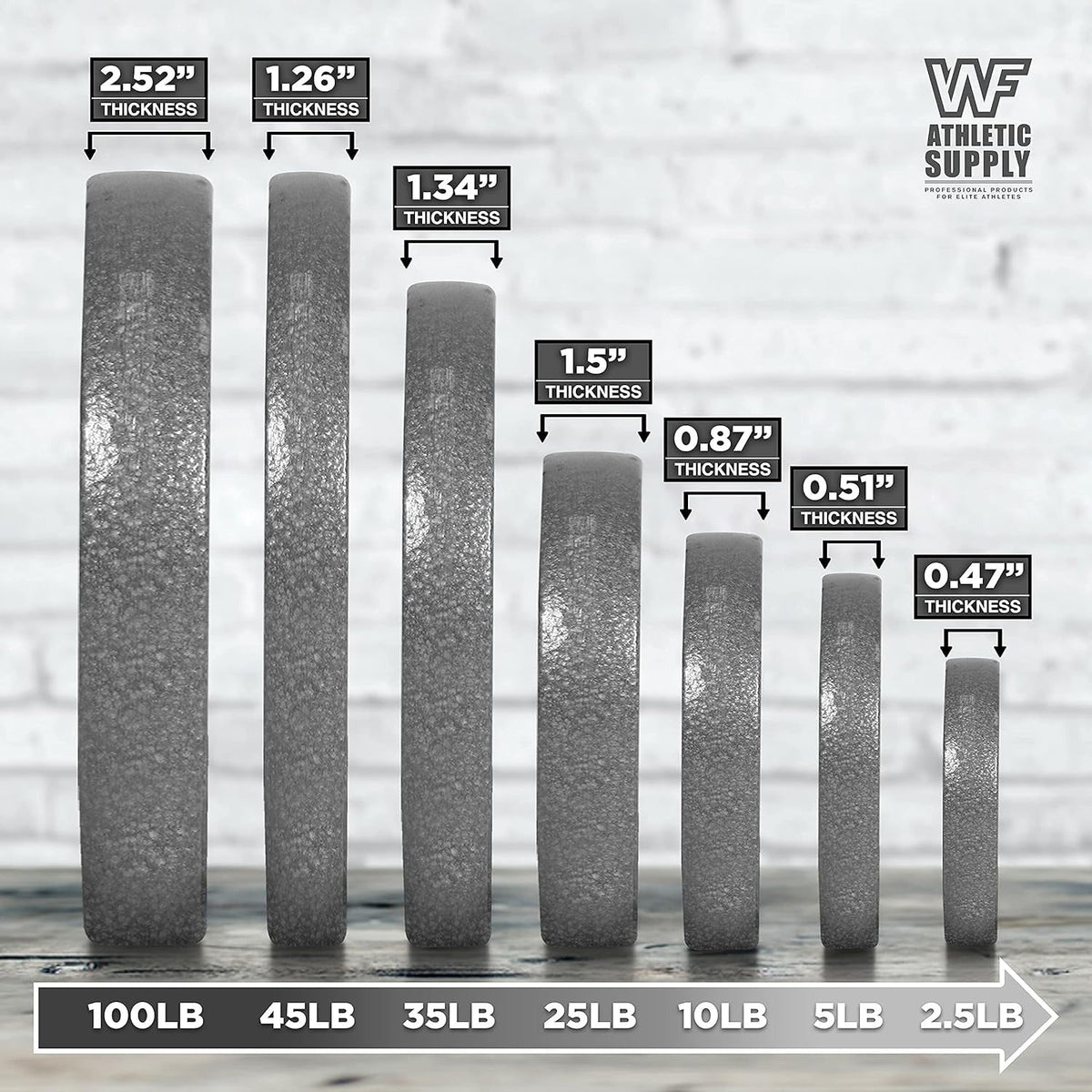 Cast Iron Weight Plates 2-Inch Solid Baked Enamel Finish for Strength Training Weightlifting Bodybuilding Powerlifting Home Gym Barbell 2.5 5 10 25 35 45 100LB