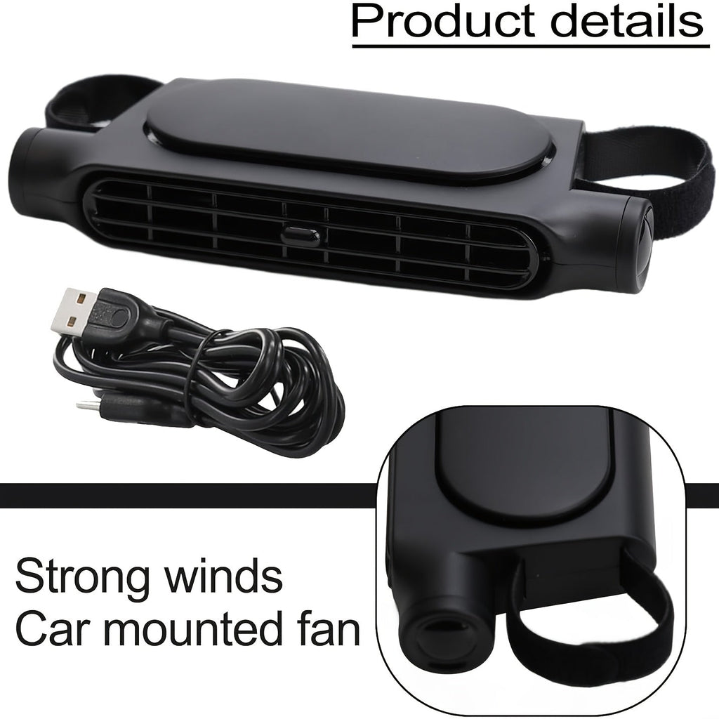 Bladeless USB Car Fan 3-Speed Quiet Cooling Plug-and-Play Seat Fan for Car SUV Truck Universal Fit Safe for Kids Pets Summer Driving Commute Road Trip White Black