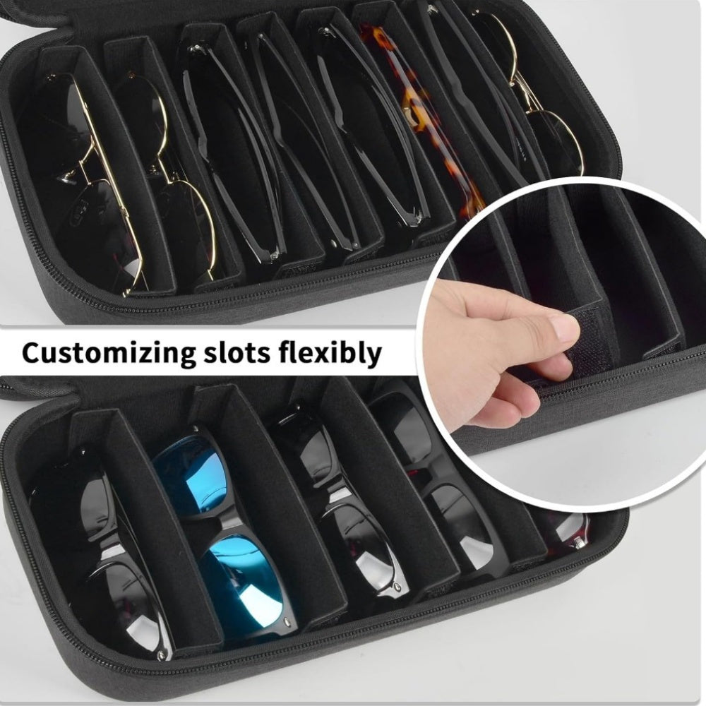 Travel Sunglasses Organizer Case for Multiple Pairs – Multi-Slot Eyeglasses Storage Holder Bag for Men & Women, Portable Hard Shell Sunglasses Box for Home & Travel, 2 to 10 Slots Available