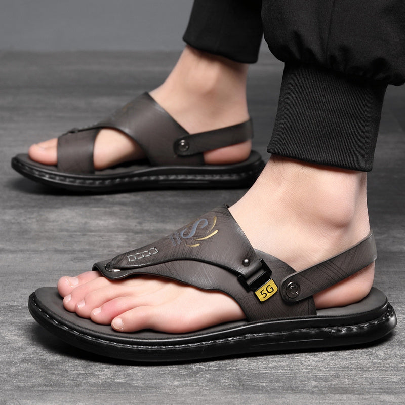 Arch Support Slip-On Men's Hiking Sandals Open Toe – Lightweight All-Season Sports Beach Walking Outdoor Shoes, Black Grey Brown, Wide Sizes US 7–13.5