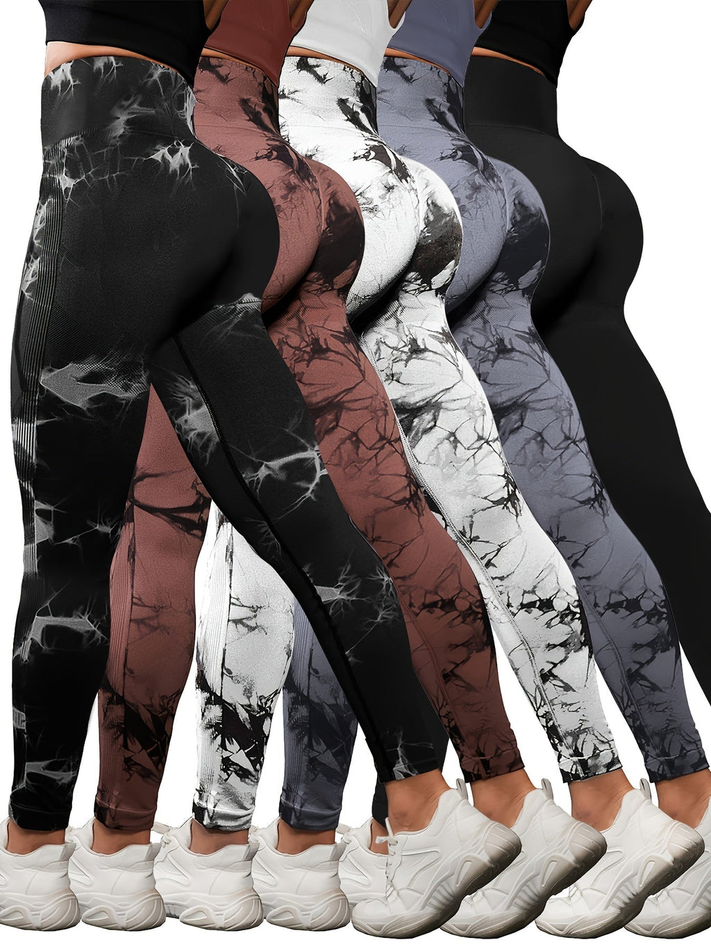 5 Pack Women's High Waisted Tummy Control Leggings – Soft 4-Way Stretch Athletic Yoga Pants for Running Gym Pilates Dance Casual Wear, Sizes S-L, 3 Multicolor Sets
